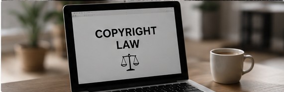Dator med information om copyrightlagstiftning